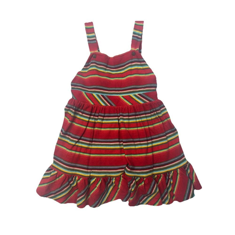 Ralph Lauren Girls 18M Stripe Sundress Red Multicolor Ruffle Dress
